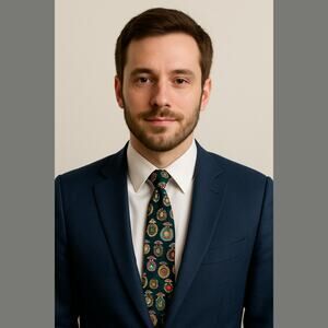 Huntington Vintage Navy Blue Crests Classic Preppy Conservative Career Men's Tie